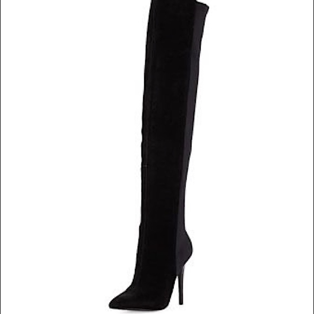 Neiman Marcus Black Leather- Lycra boot